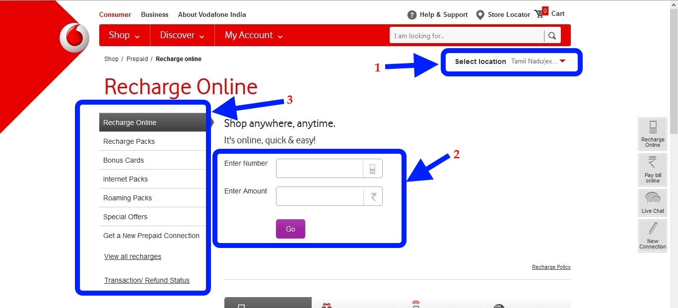 Vodafone online recharge